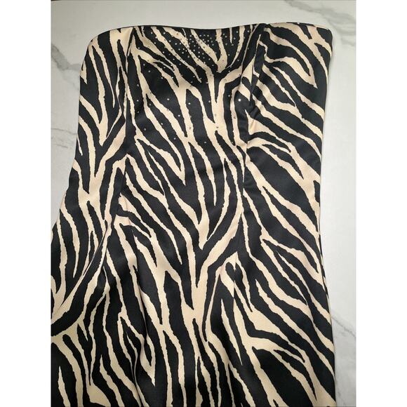 Jessica McClintock Gunne Sax PROM Party Dress Sz 7/8 Strapless Long Zebra Print - Picture 15 of 15